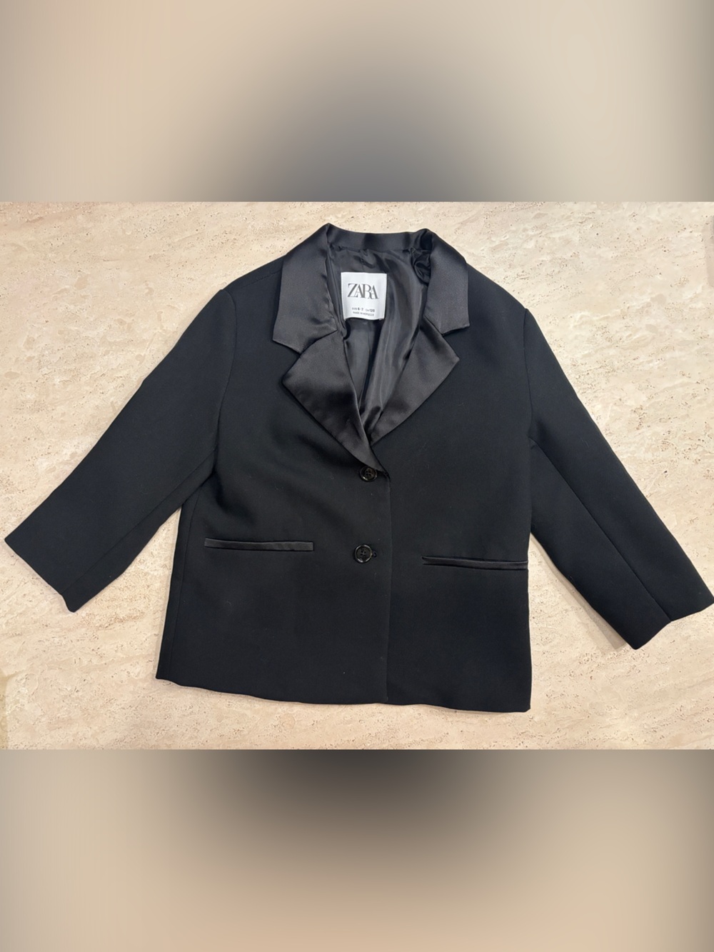 Zara Kids Black Satin Lapel Single-Breasted Blazer & Suit Pant